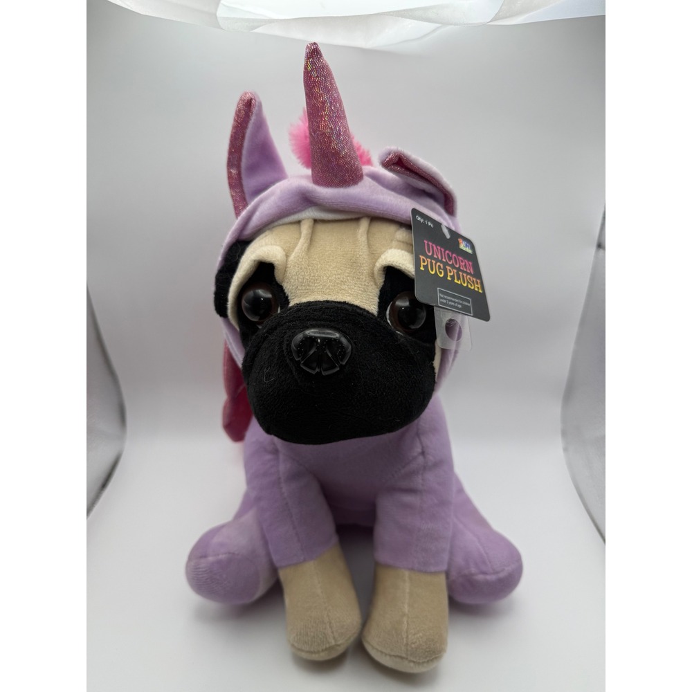 Fun Express Unicorn Pug Plush Stuffed Animal Purple Costume Pink Wings New